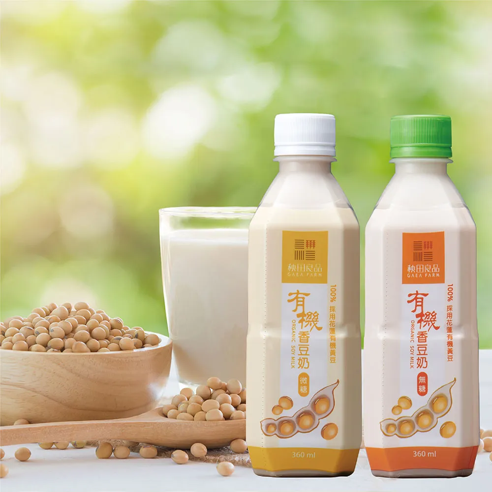【秧田良品】有機無糖原味香豆奶六入禮盒裝(360ml/瓶)