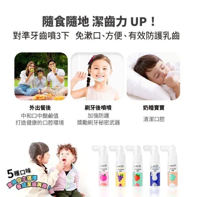 【Lab52 齒妍堂】兒童含鈣健齒噴霧Plus 20ml 2入_多款可選(降口腔壞菌/奶臭/口臭/奶睡清潔/大童換/噴劑)