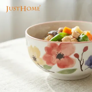 【Just Home】映花陶瓷5吋飯碗5件組/6吋麵碗4件組-擇一款(可微波餐具/飯碗/麵碗/湯碗)
