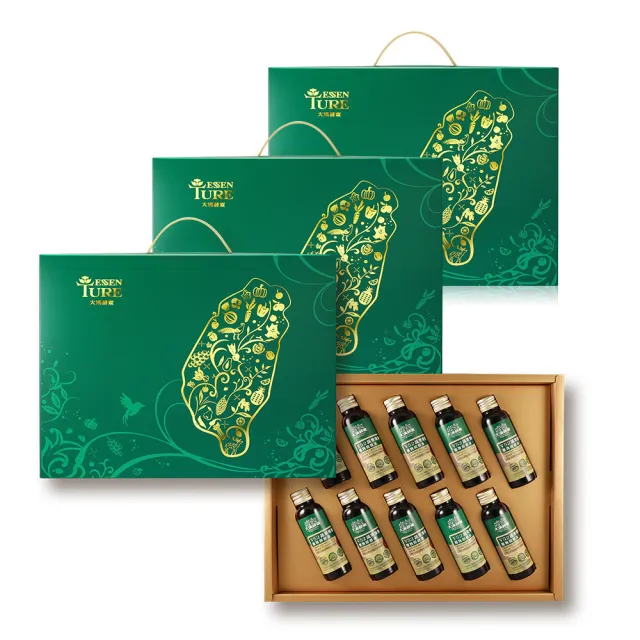 【ESSENTURE 大漢酵素】七福果綻禮盒V52蔬果酵素 3盒組(60ml*10瓶/盒 禮盒 年節禮盒 保健禮盒)