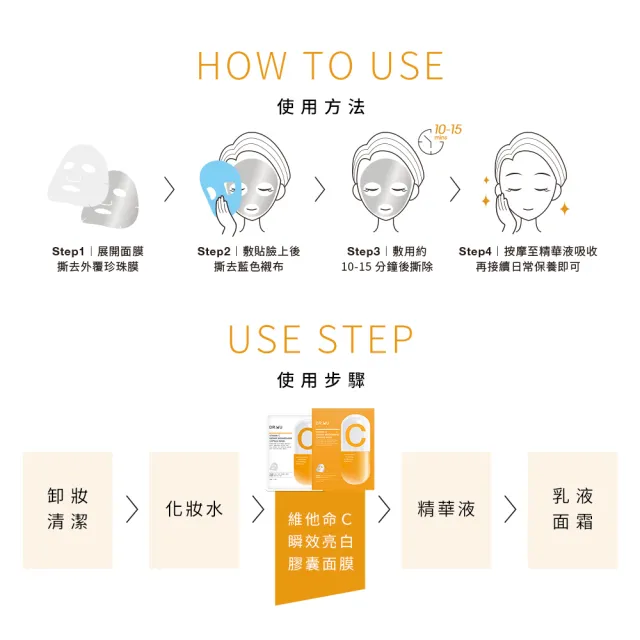 【DR.WU 達爾膚】維他命C瞬效亮白膠囊面膜4片
