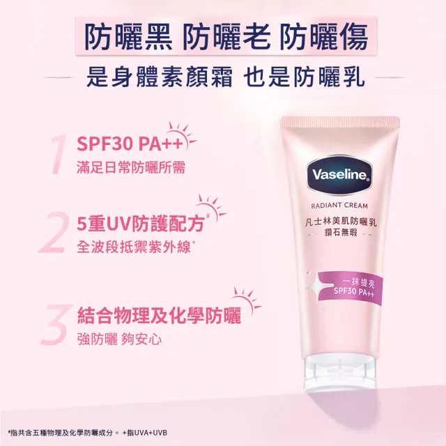 【Vaseline 凡士林】鑽石無瑕美肌防曬乳150gx2入