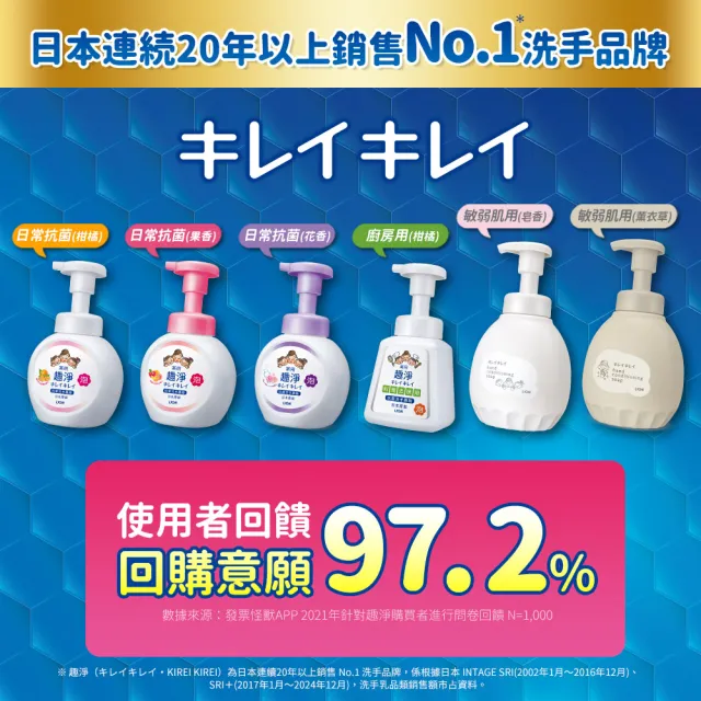 【LION 獅王】趣淨抗菌洗手慕斯補充包 果香/柑橘 8入(450mlx8)