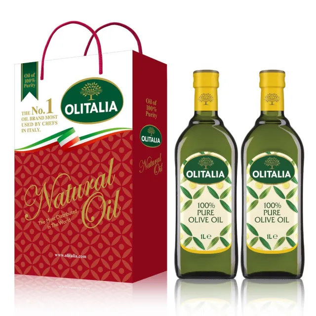【Olitalia 奧利塔】純橄欖油禮盒組1000mlx6瓶(+贈高溫專用葵花油500mlx1瓶)