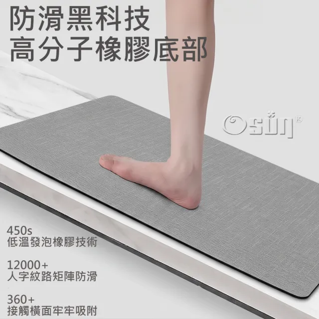 【Osun】50x80cm格蘭之語款衛浴吸水防滑軟式矽藻泥地墊專利塗料(CE474)