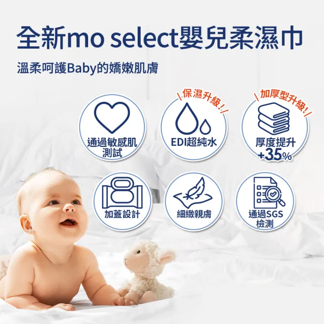 【mo select】加厚型嬰兒柔濕巾附蓋80抽*24入(台灣製、保濕升級)/mo選