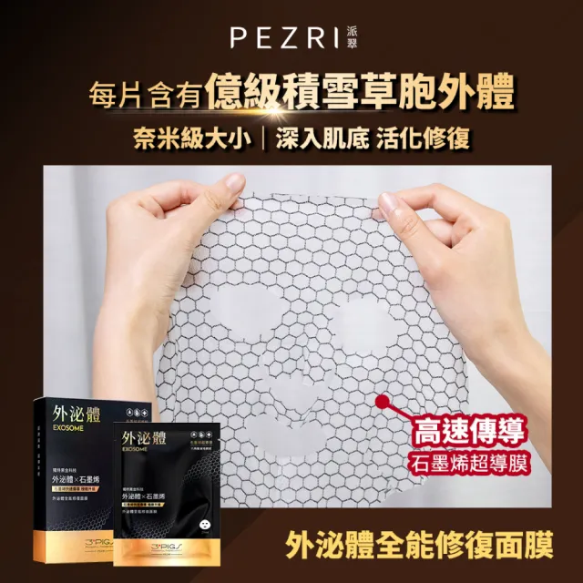 【PEZRI 派翠】momo獨家★外泌體全能修復面膜 4盒(共20片石墨烯超導膜/撫紋彈潤保濕/送禮