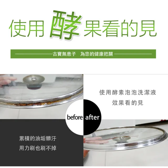【古寶無患子】4入組酵素泡泡碗盤油汙洗潔液(噴瓶500gX1入+補充瓶500gX3入)