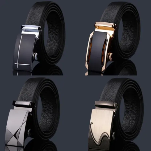 【米蘭精品】買一送一 現貨限搶 100%真皮皮帶男牛皮腰帶商務皮帶金屬皮帶男襯衫西裝褲(自動扣耐磨73qg19)