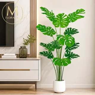 【Floral M】富貴安康龜背竹160cm大型仿真植栽(贈花盆)(仿真樹/免澆水/室內佈置/居家裝飾/招財擺設)