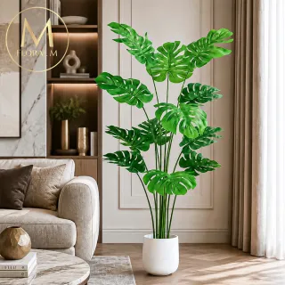 【Floral M】富貴安康龜背竹160cm大型仿真植栽(贈花盆)(仿真樹/免澆水/室內佈置/居家裝飾/招財擺設)
