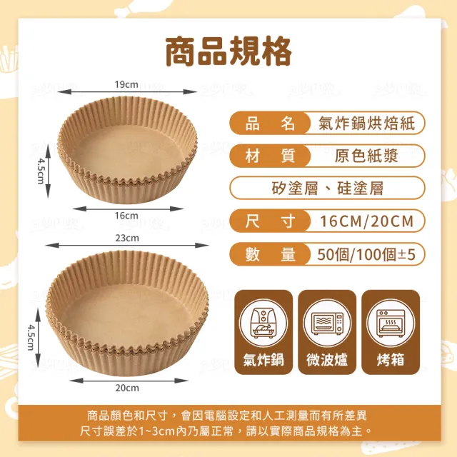 【夢巴黎】4入組 氣炸鍋烘焙紙 20CM 50個/盒 氣炸鍋專用紙 吸油紙 烘焙吸油盤 耐熱防油 氣炸鍋紙 烘焙