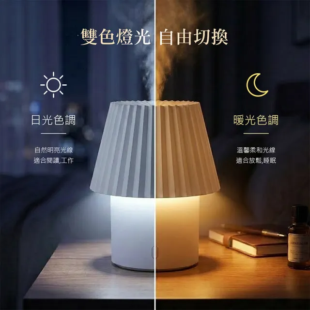 【Earnest Living】日日燈香氛水氧機 USB充電︱低噪音 雙色燈光 家用辦公小空間適合