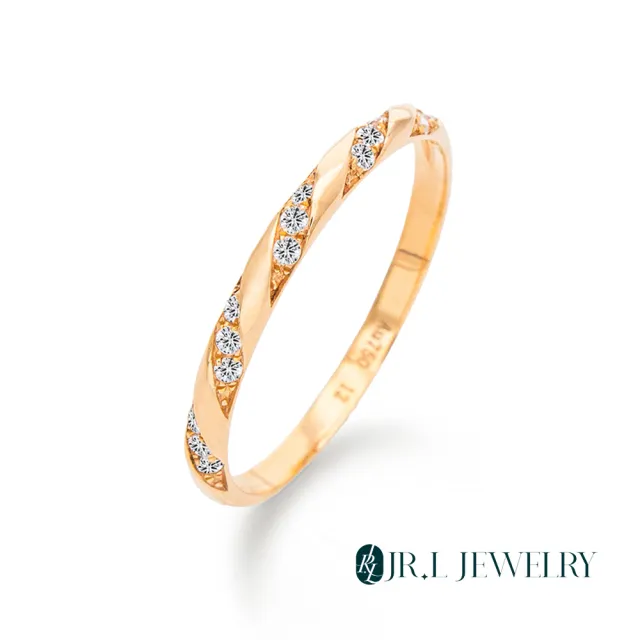 【JR.L JEWELRY】18K玫瑰金 微風隨行 鋯石K金戒指 (固定戒圍)