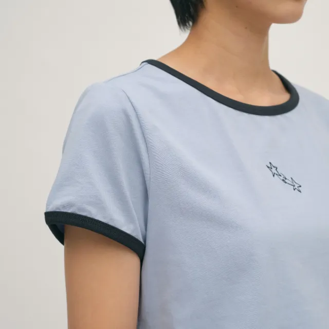 【plain-me】SAAKO 短袖 拼接 刺繡 女生短TEE 女上衣 流星刺繡拼接合肩TEE_SAA0049-262