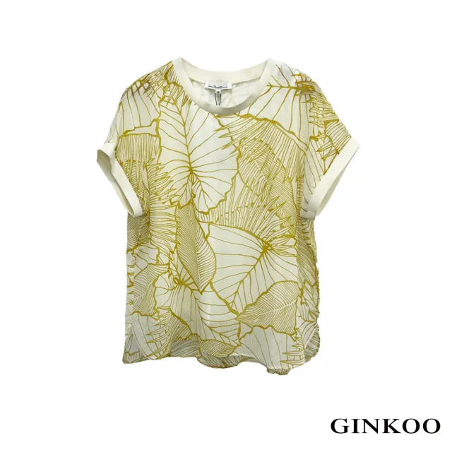 【GINKOO 俊克】葉子印花連袖上衣