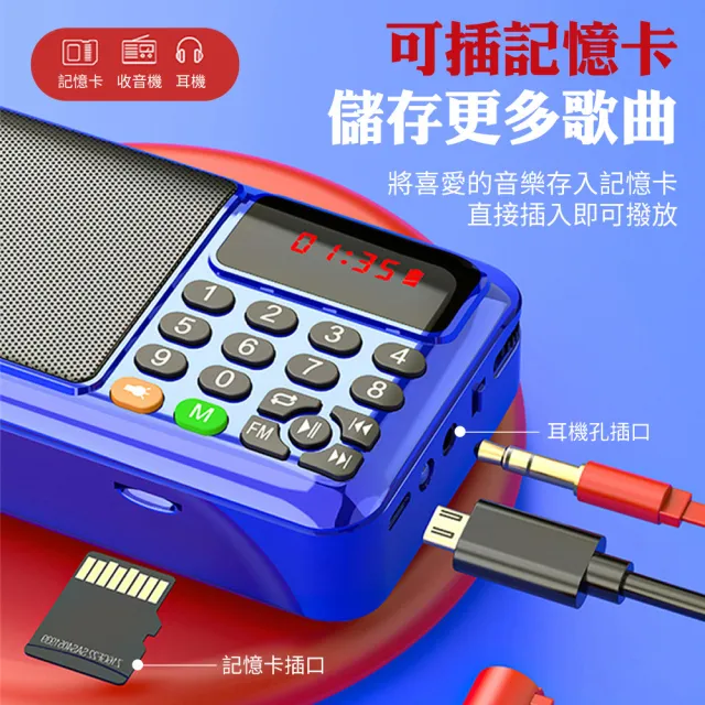 【WANGKE】旺科 老人收音機 送2顆台灣製電池(MP3 FM收音機 藍芽音響 小音箱 大音量播放機 手電筒 父親節)