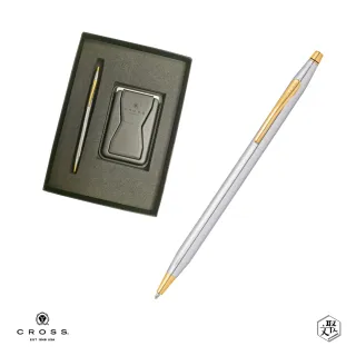 【CROSS】經典世紀系列金鉻原子筆+磁吸手機夾禮盒 客製化刻字(原廠正貨)