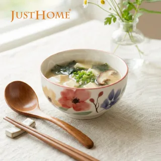 【Just Home】映花陶瓷5吋飯碗400ml(可微波 碗 湯碗 湯缽 麵碗 拉麵碗)