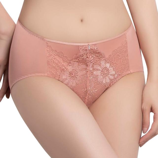 【Swear 思薇爾】撩波無拘束之花系列M-3XL蕾絲中腰三角女內褲(萩金膚)