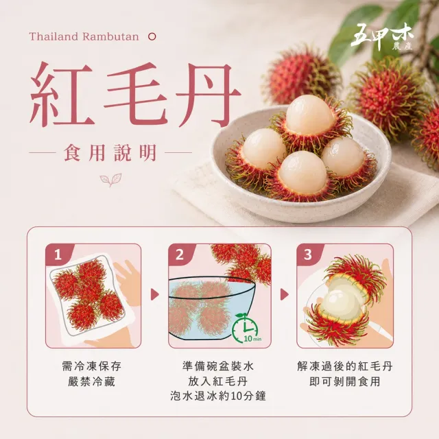 【五甲木】泰國冷凍帶殼紅毛丹x12包(500克/包_約11-14顆)