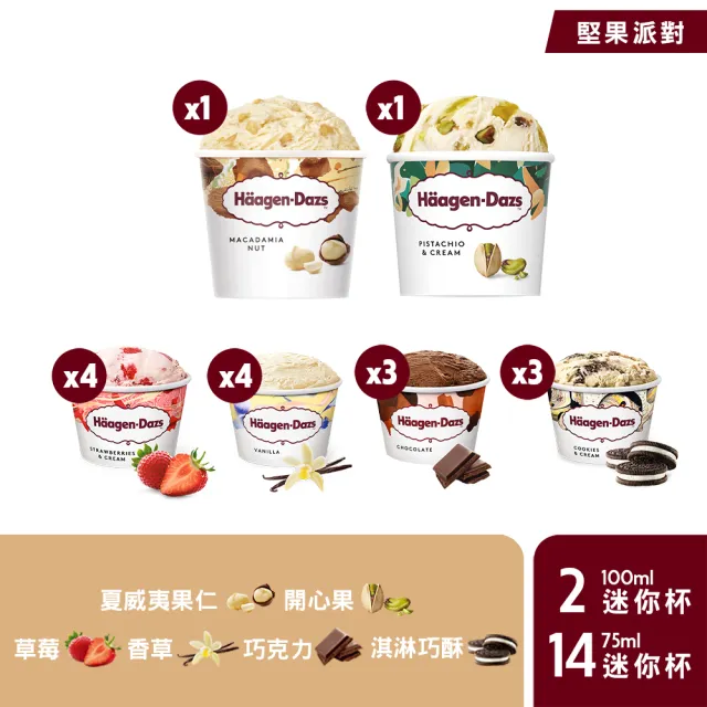 【Haagen-Dazs 哈根達斯】新經典迷你杯16入組★新口味上市 草莓麻糬 布朗尼 (中秋 中元 禮物 父親節)