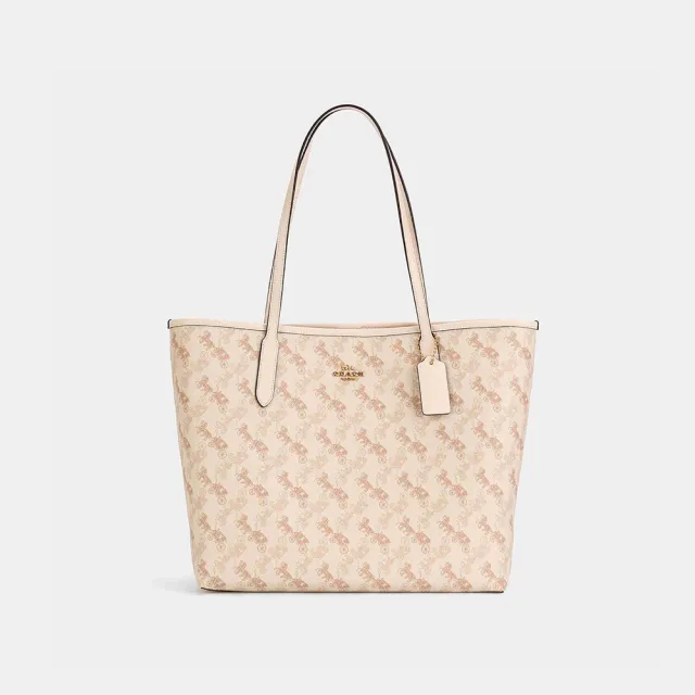 【COACH】蔻馳官方直營 CITY 經典Logo/馬車圖案印花托特包 托特手袋-多色任選(CV976/CBM58)