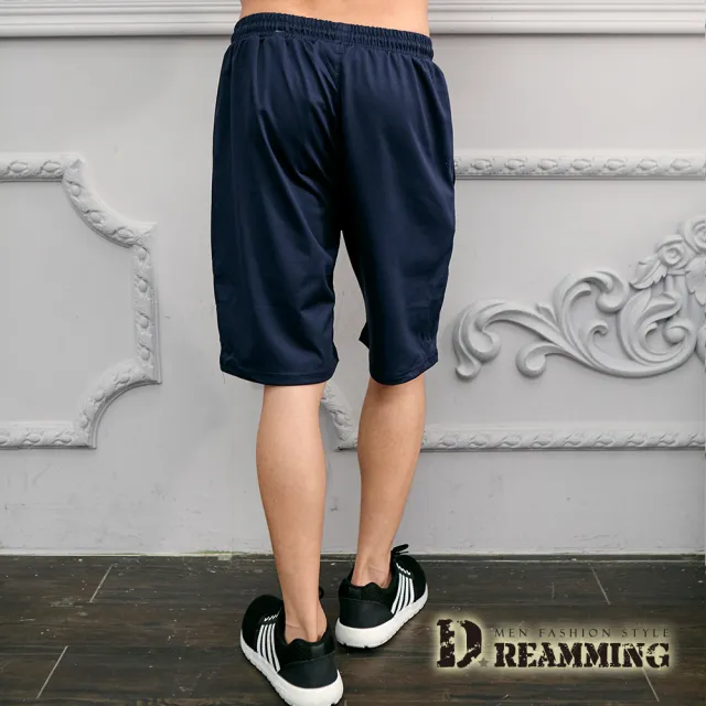 【Dreamming】簡約三線抽繩彈力休閒運動短褲(共二色)