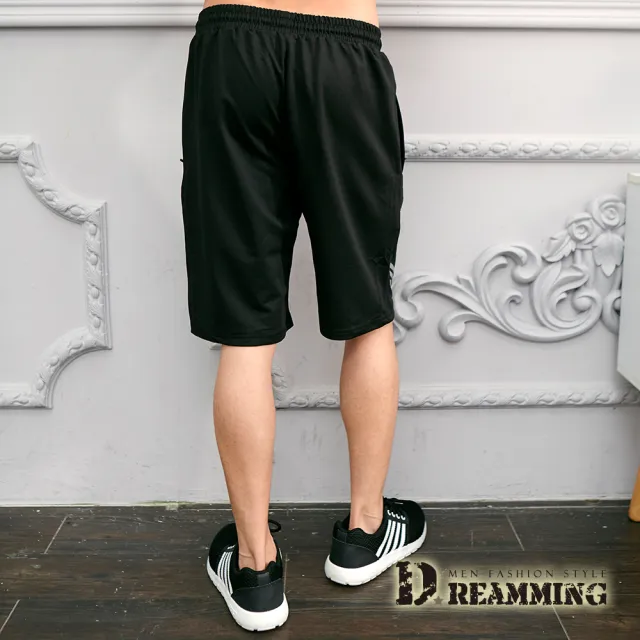 【Dreamming】簡約三線抽繩彈力休閒運動短褲(共二色)