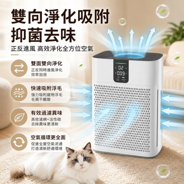 HOMI好米 負離子空氣淨化器 寵物家庭除毛除臭機 智慧數顯觸控 遠距遙控 高效濾網 室內空氣清新機