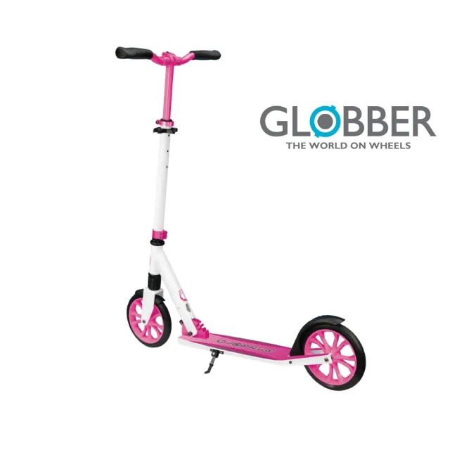 【GLOBBER 哥輪步】官方直營 法國 NL 205 青少年/成人折疊滑板車-白粉(2輪滑板車、側柱、大輪徑)
