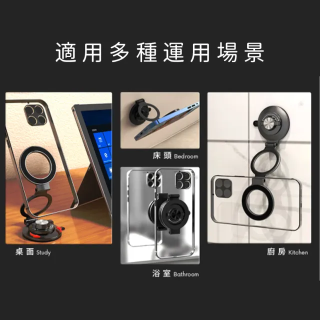 【REAICE】超薄磁吸真空旋轉支架-日常快充組(N54超強磁吸 鋁合金設計 手機支架 車用支架)