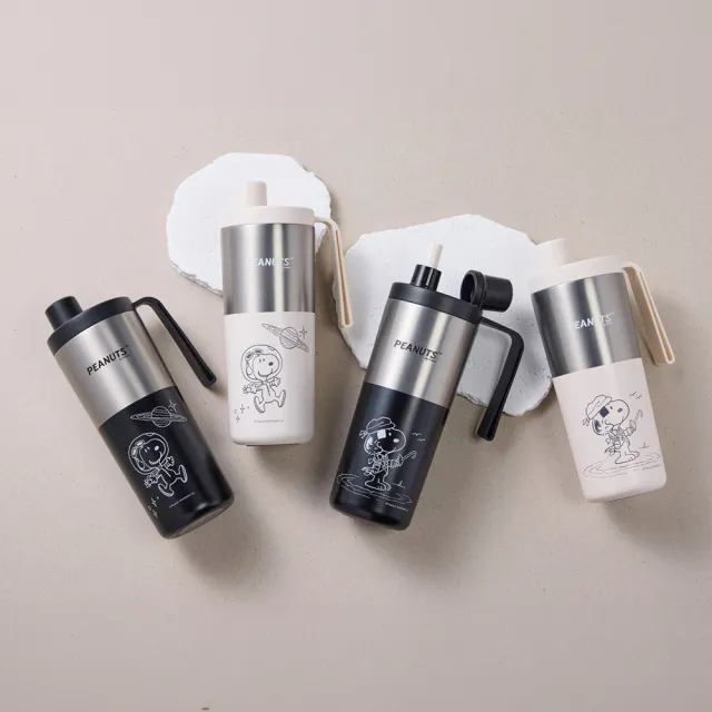 【BLACK HAMMER】SNOOPY 316不鏽鋼保溫保冰吸管杯860ml+迷你保溫口袋杯380ml