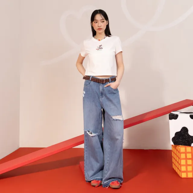 【gozo】PIXAR系列 胡迪&紅心1+1涼感短版T恤(白色)