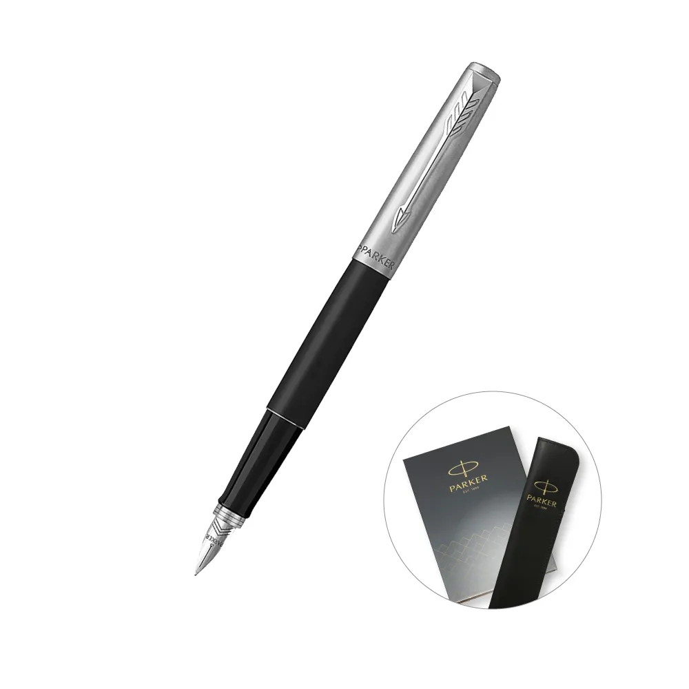 【PARKER】Jotter原創系列 鋁桿 霧黑鋼筆 真皮筆套禮盒 客製化刻字(原廠正貨)