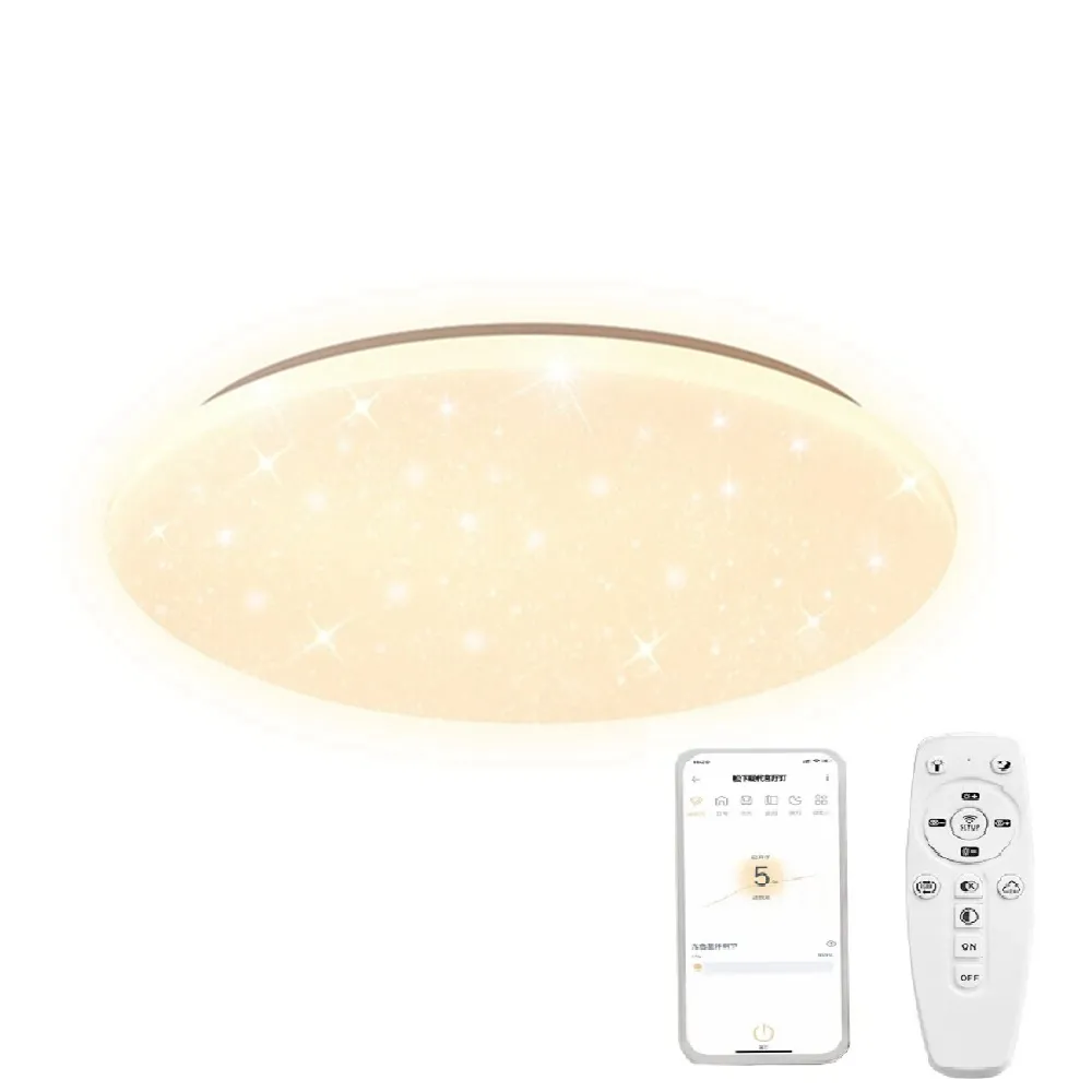 【聚美照明】50CM 5-7坪吸頂燈 全光譜護眼LED(防藍光護眼燈/三色無極調光附遙控/圓形星空燈)
