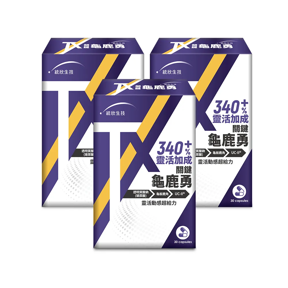 【統欣生技】TX-關鍵勇-足量UCII玻尿酸添加 3入組(30粒/入)