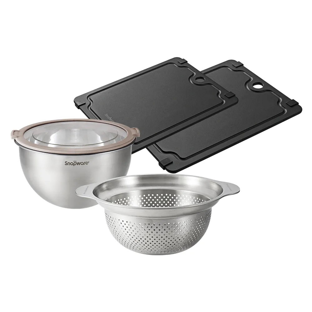 【CorelleBrands 康寧餐具】SNAPWARE 多功能料理組-多款任選(瀝水盆/洗菜盆/瀝水籃/調理盆/砧板)