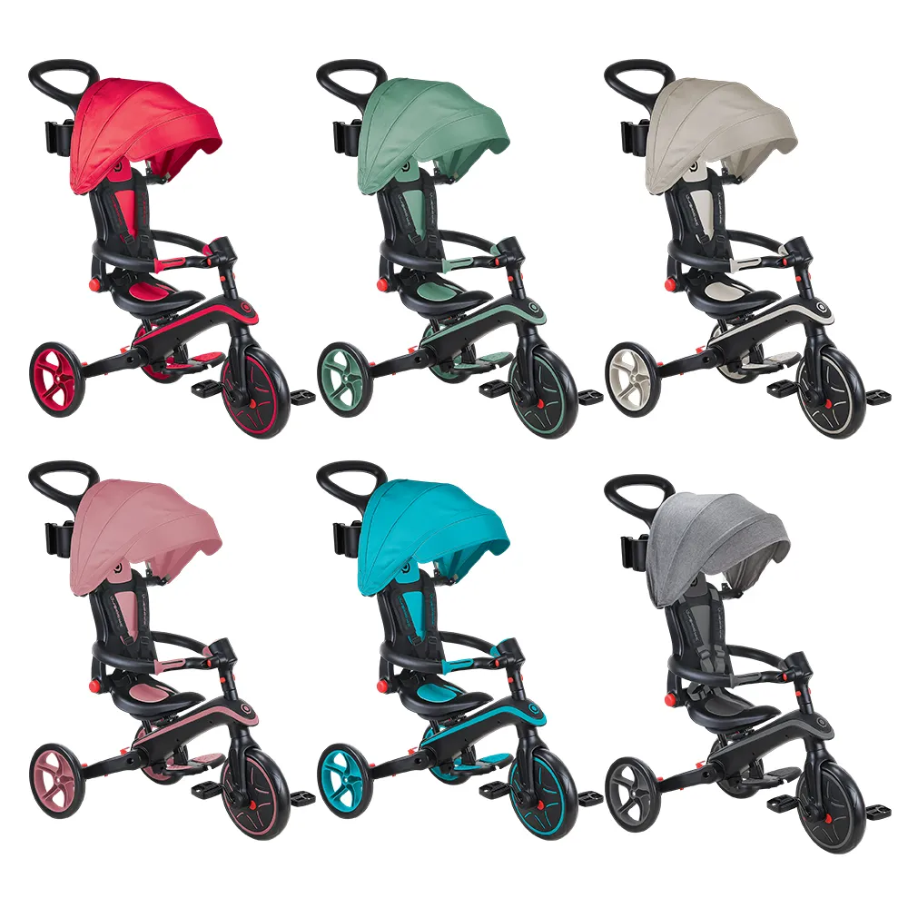 【GLOBBER 哥輪步】官方直營 法國 4合1 Trike多功能3輪推車折疊版(手推車、滑步車、3輪腳踏車、嬰兒推車)
