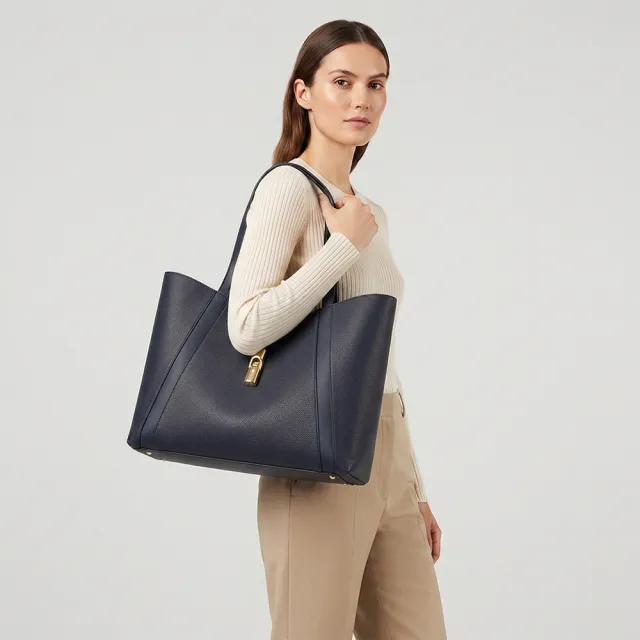 【FURLA 芙拉】Goccia L 手提/肩背托特包(藍)