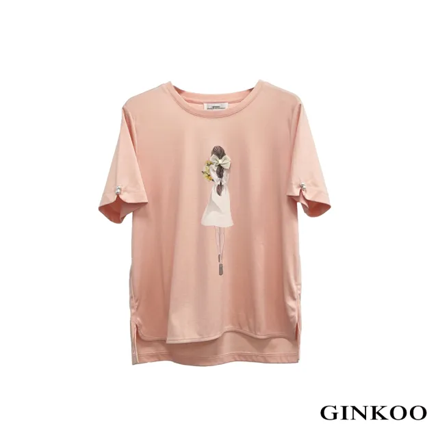 【GINKOO 俊克】浪漫背影印花圓領棉T