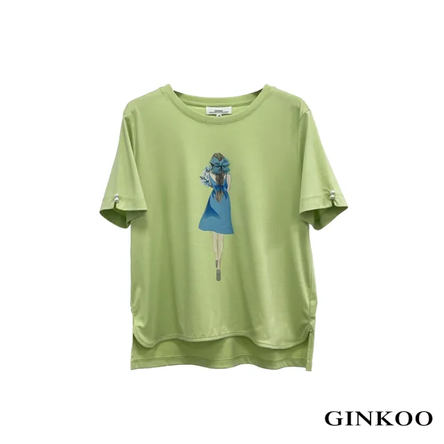 【GINKOO 俊克】浪漫背影印花圓領棉T