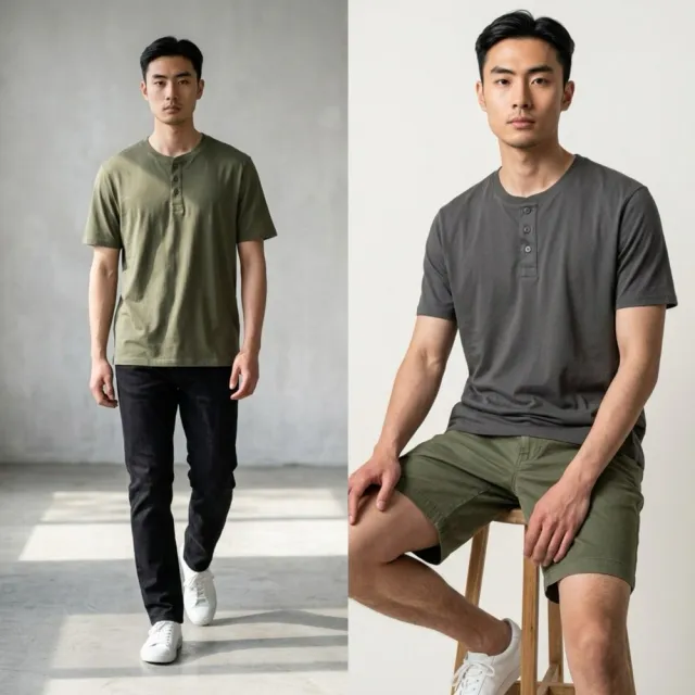 【GAP】純棉親膚 Gap 亨利領 短T 三鈕扣 下擺開衩 圓領 短袖 T恤 大尺碼 @1969