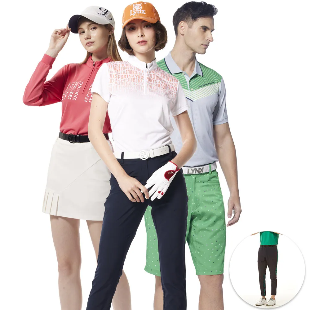 【Lynx Golf】1+1任選2件!果嶺機能長短袖polo衫/高爾夫球衫/長褲(山貓男女多款)