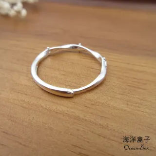 【海洋盒子】優雅竹節設計四芒星鑽S999純銀戒指