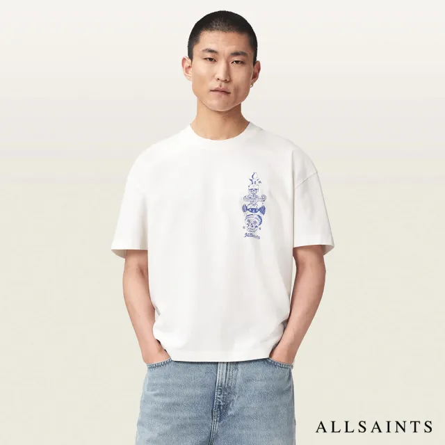 【ALLSAINTS】IGNIS 搖滾藝術T恤-白 M026PF(寬鬆版型)