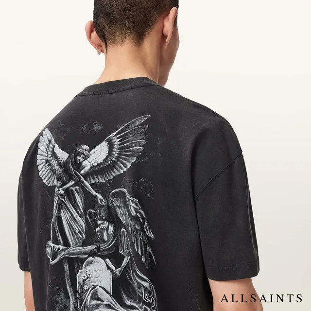 【ALLSAINTS】SERAPH 插畫短袖T恤-黑 M034PF(寬鬆版型)