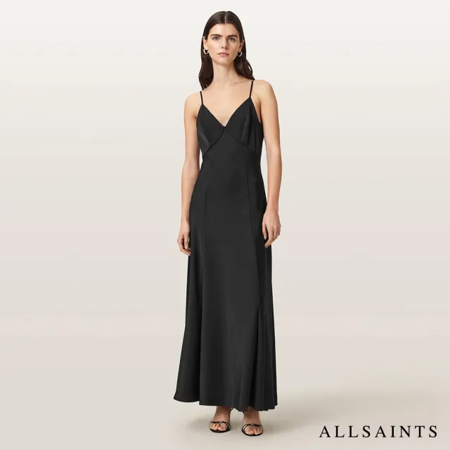 【ALLSAINTS】IRINA 細肩帶長洋裝-黑 W024DF(合身版型)
