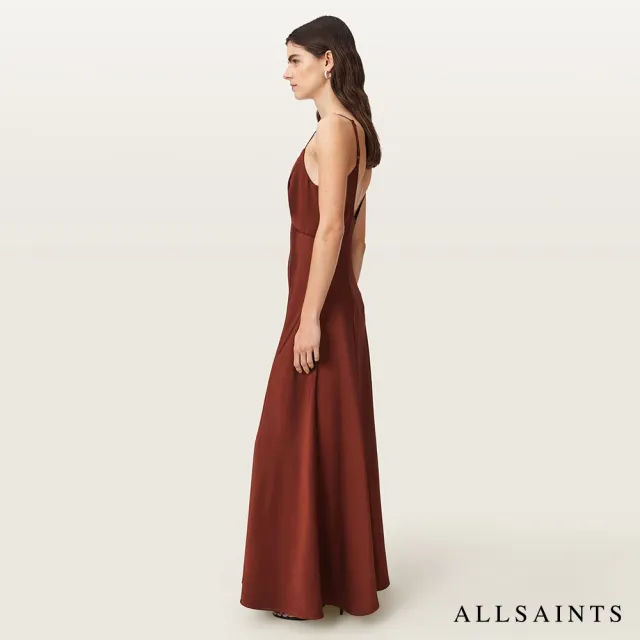 【ALLSAINTS】IRINA 細肩帶長洋裝-棕 W024DF(合身版型)