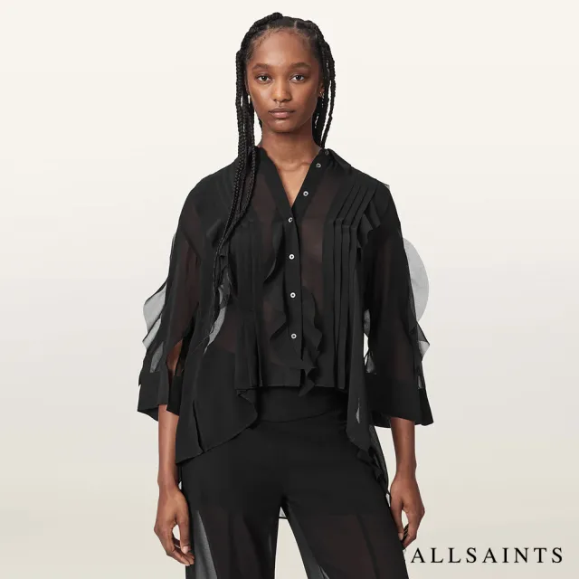 【ALLSAINTS】MINNA 透膚荷葉襯衫 W023PF(正常版型)